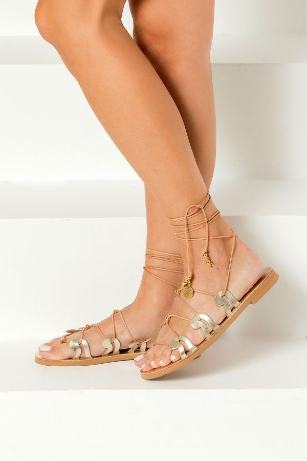 gold lace up sandals