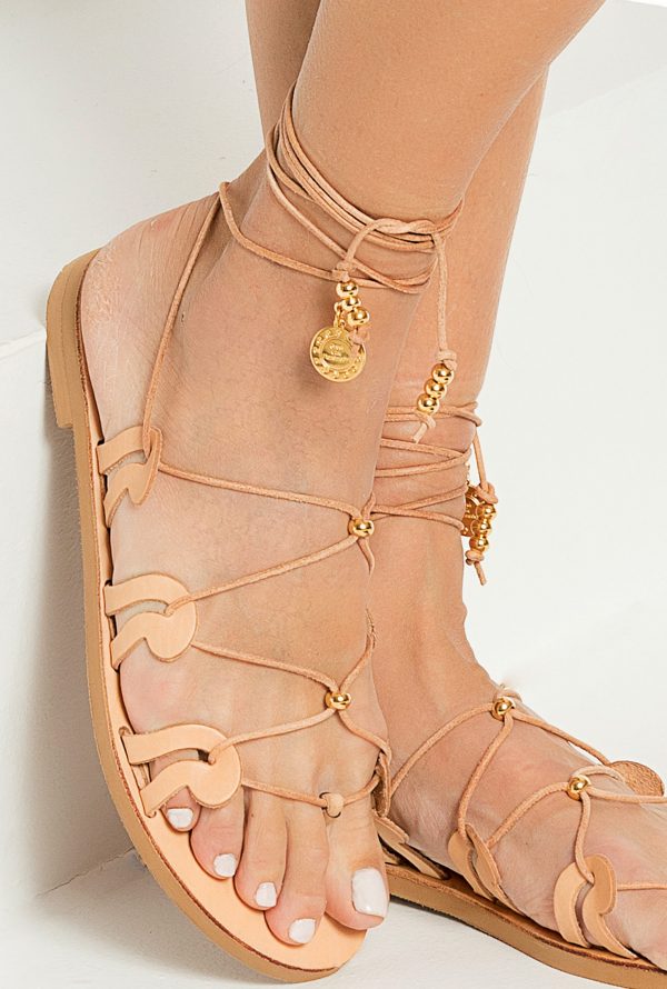 Rockstud Gladiator Sandal In Calfskin With Straps for Woman in Tan Brown |  Valentino FI