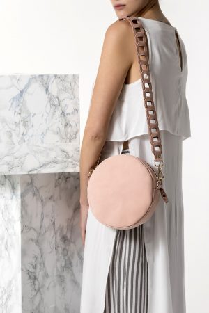 Pink Round Leather Bag