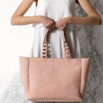 Pink Leather Tote Bag