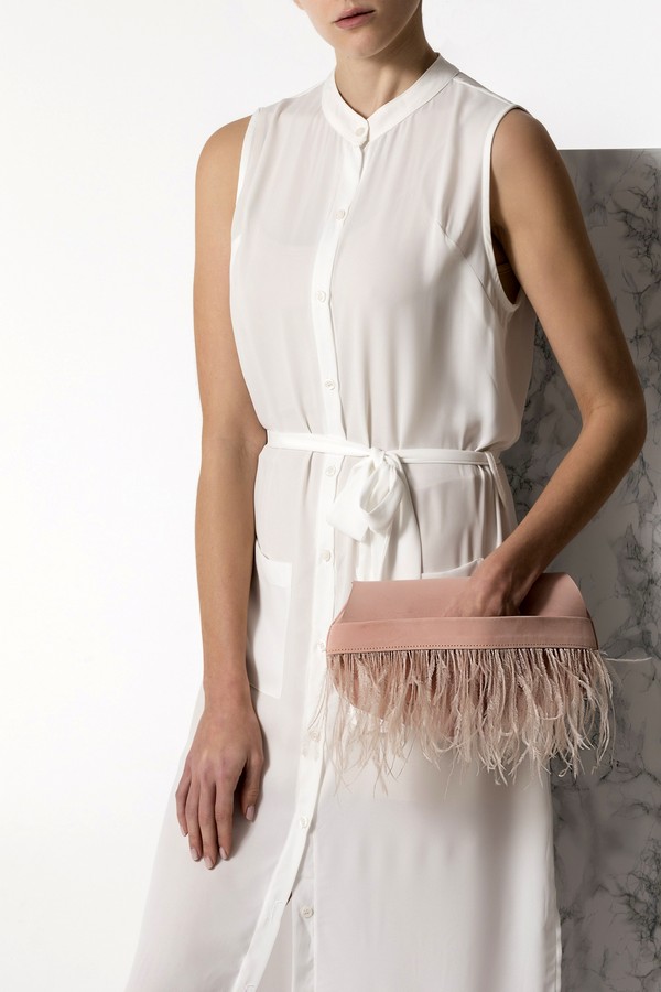 clutch bag with feathers
