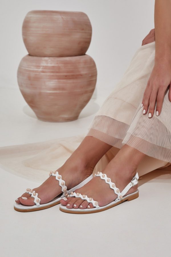 Wedding Flat Sandals White