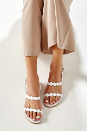 White Leather Strappy Sandals
