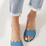 Blue Flat Leather Sandals