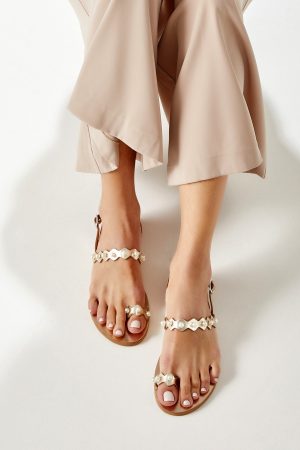 Gold Sandals with Pearls