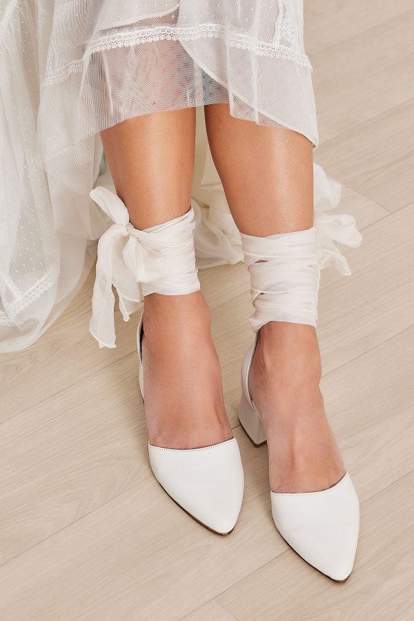 white leather bridal shoes