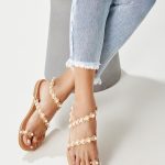 white pearl flat sandals