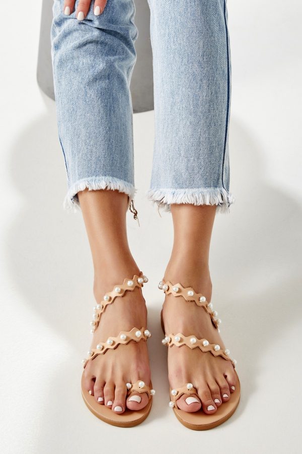 pearl flat sandals