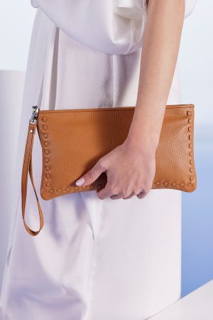 Leather Clutch bag with wrist strap