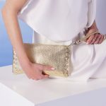 leather clutch bag gold