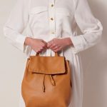 Brown backpack purse women
