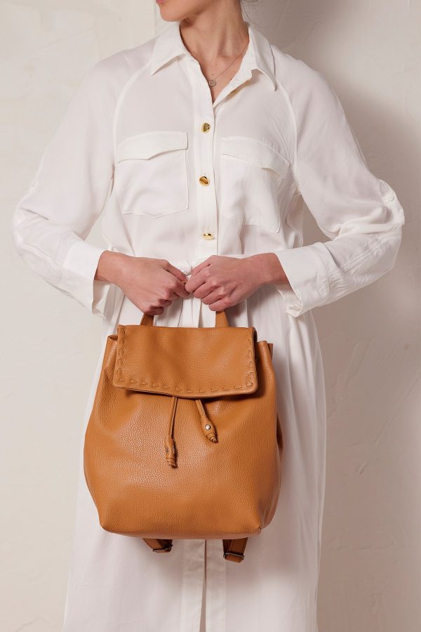 Brown backpack purse women