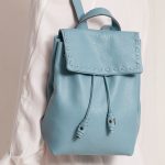 blue leather backpack purse