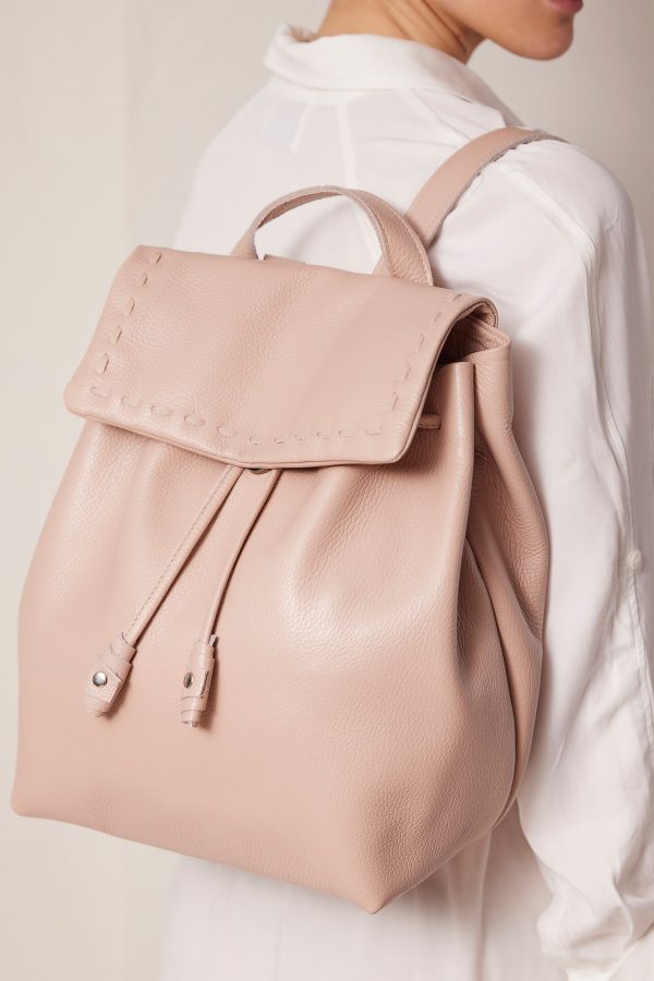 pink leather backpack