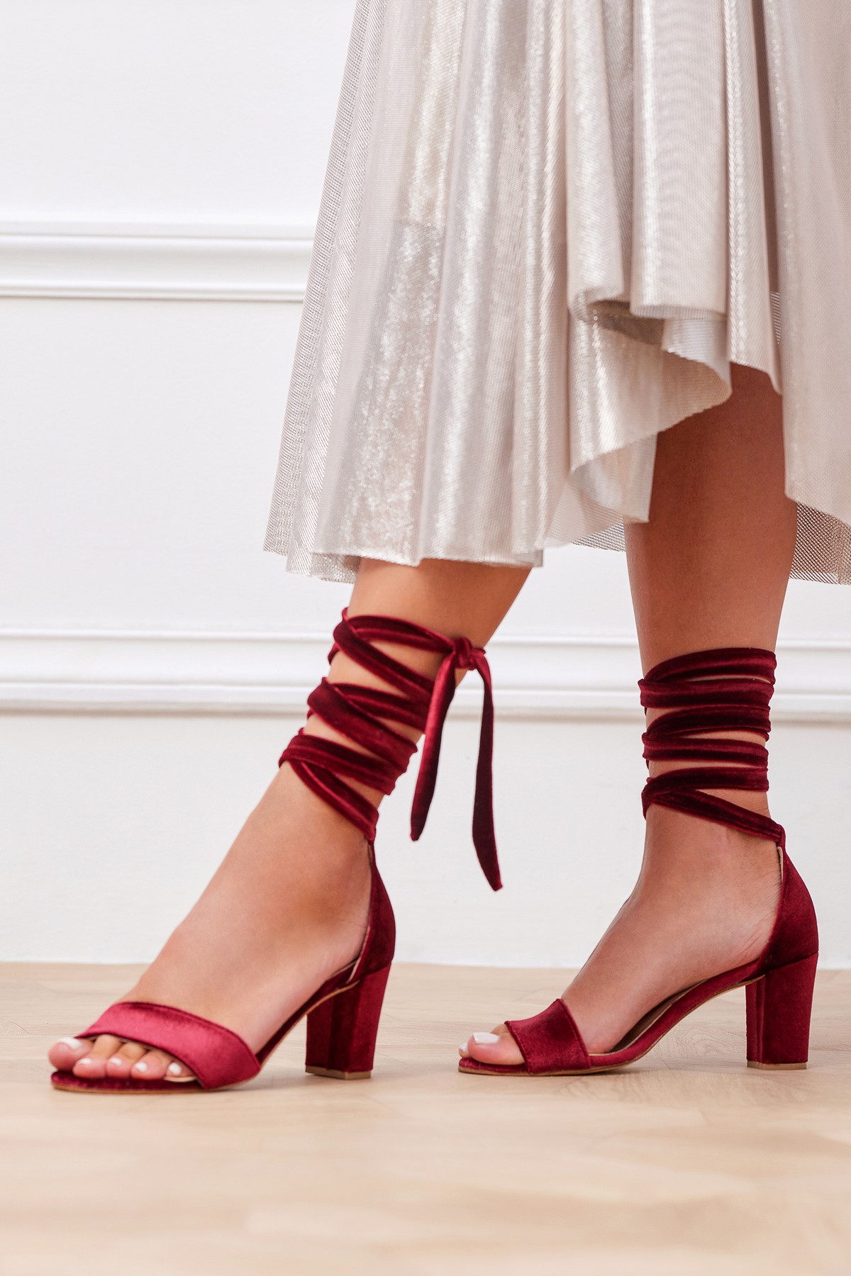 Burgundy Velvet Sandals
