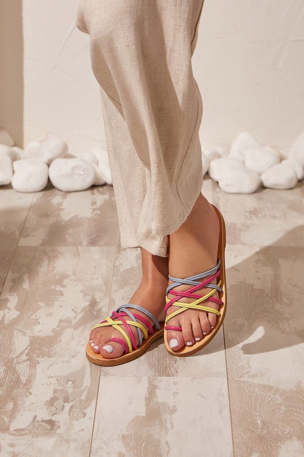 colorful sandals flat