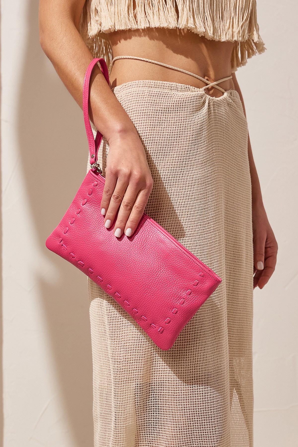 pink leather clutch for wedding