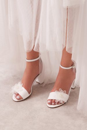 wedding block heels with flower