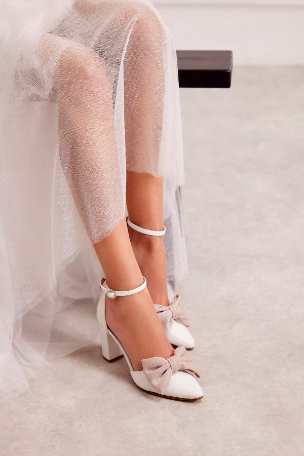 bridal shoes block heel with ankle strap