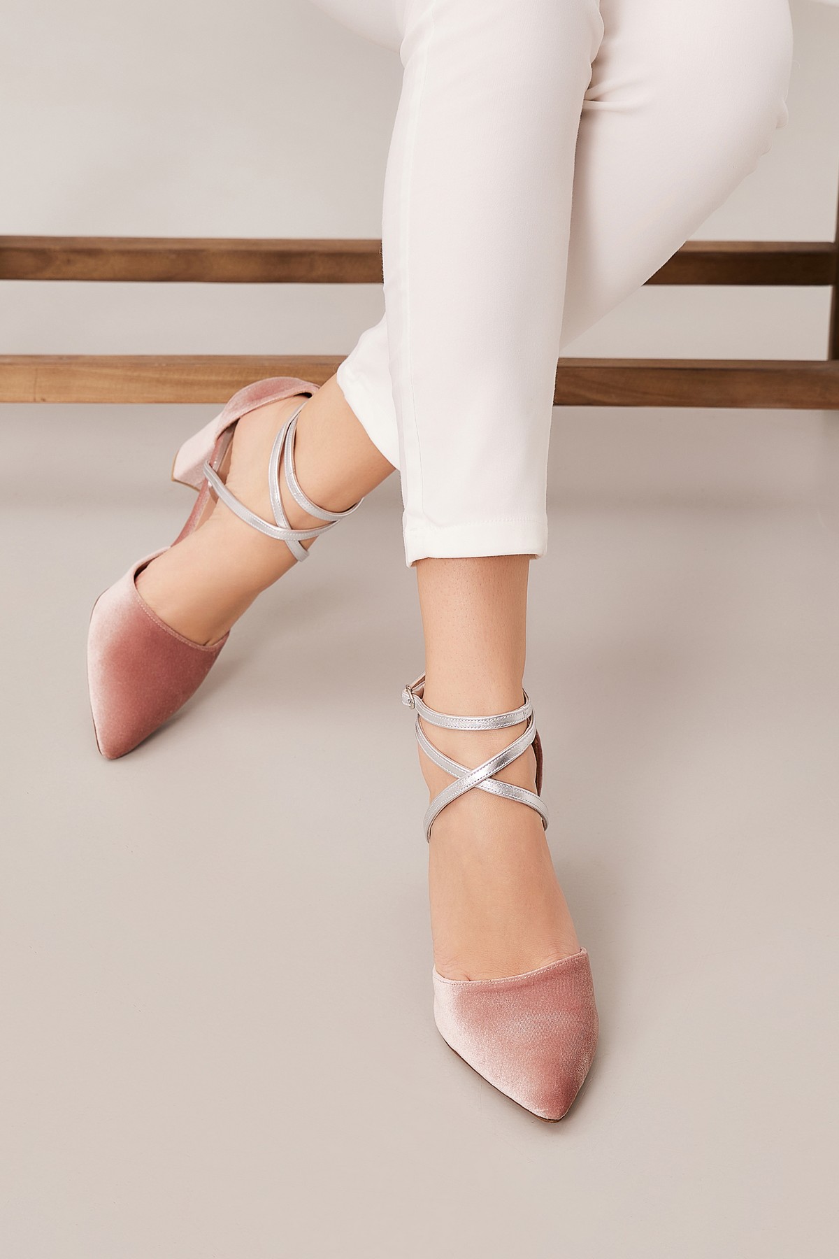 Pink strappy heels