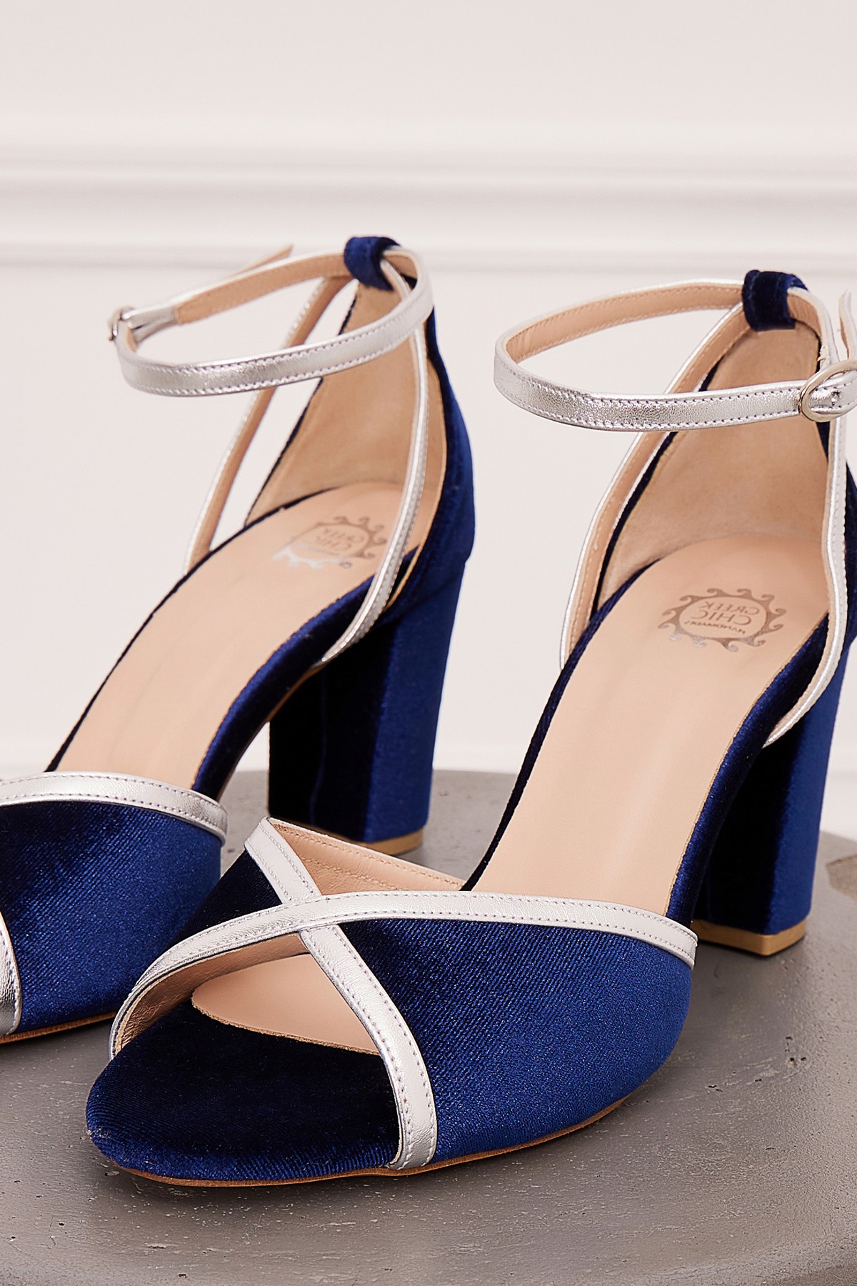 formal blue sandals heels