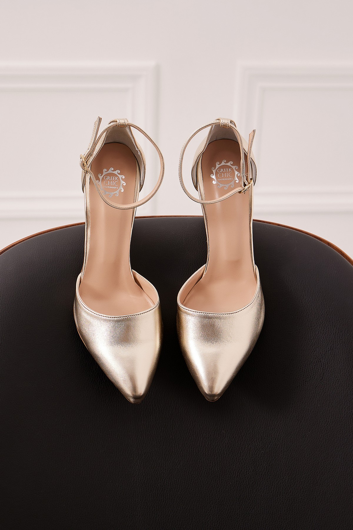 gold leather pumps block heel