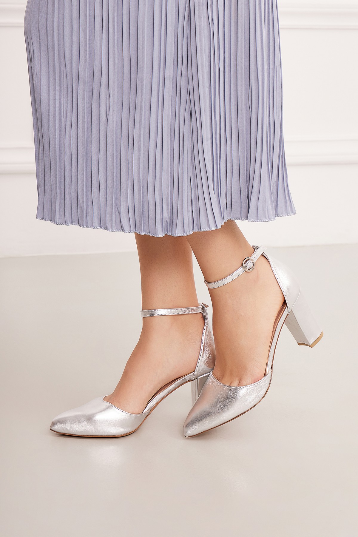 Silver block heels