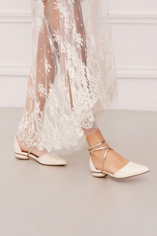 bridal ballet flats with ankle strap