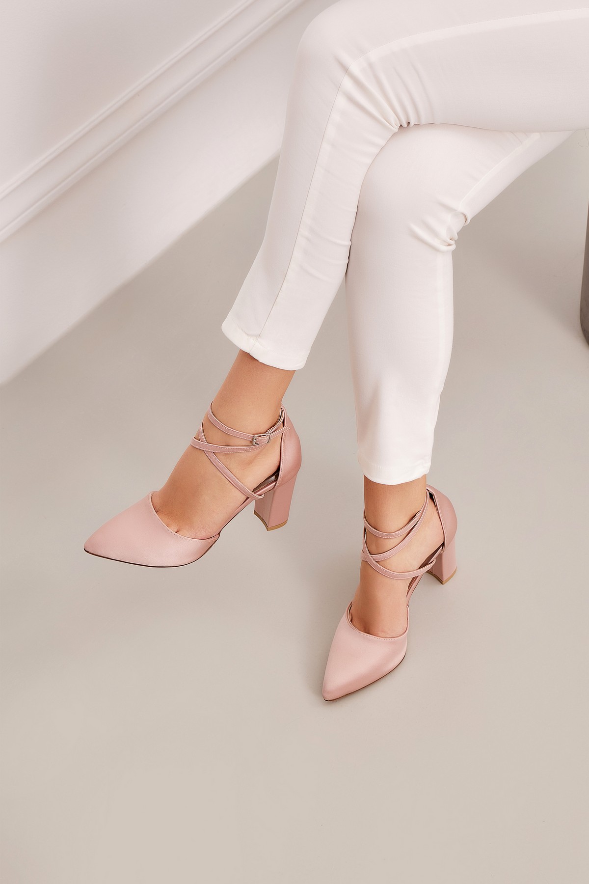 closed toe block heels with ankle strap