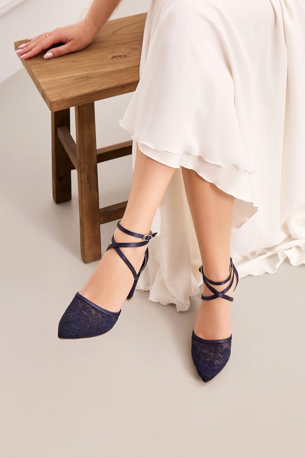 Blue block heels for wedding