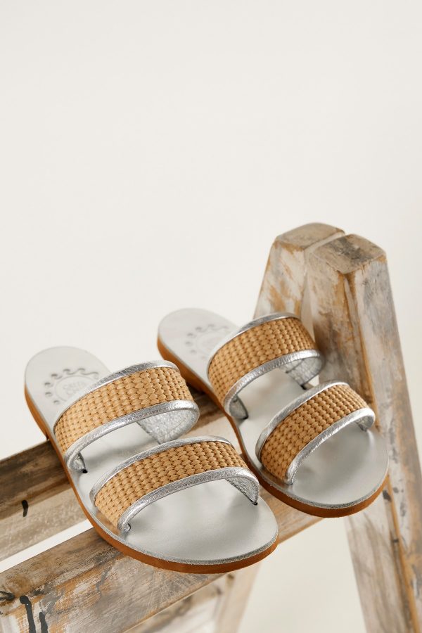 silver slide sandals