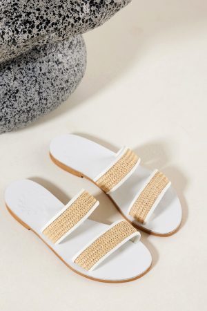 Straw slide sandals