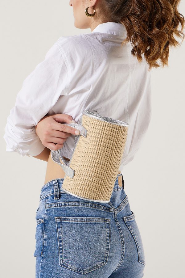 Leather purse with straw
