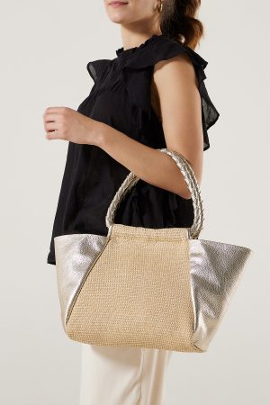 Leather straw bag